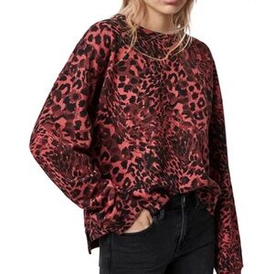 ALLSAINTS Lo Redar Leopard Print Sweatshirt size medium in pink and black